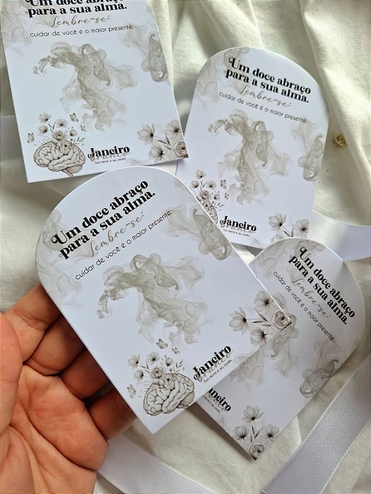 50 un Card / Cookie Card Meia Lua - Janeiro Branco