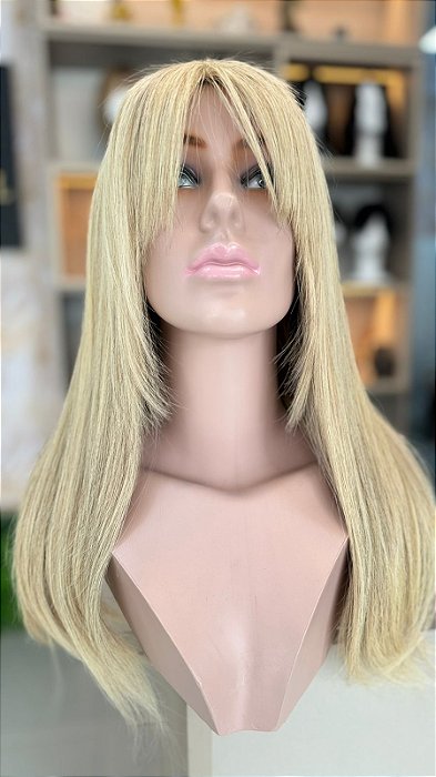 TOPO DE CABELO HUMANO FIO A FIO LOIRO MECHADO 55CM 27X21 190GR COD061
