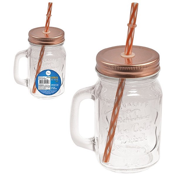 Kit 2 Canecas Vidro 500ML Rose Vintag