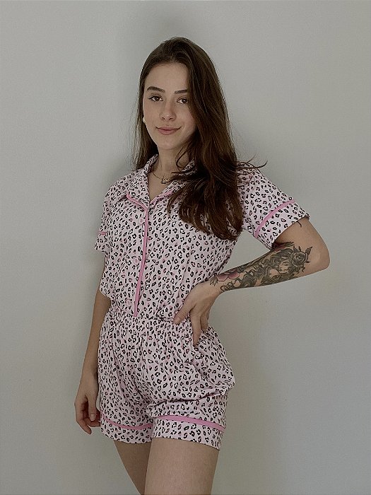 Pijama Americano Em Algodão Estampado