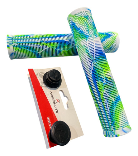 Manoplas Absolute Mtb Bmx3 160mm Tipo Gios Gi058 Cores Par Cor Branco Azul Verde