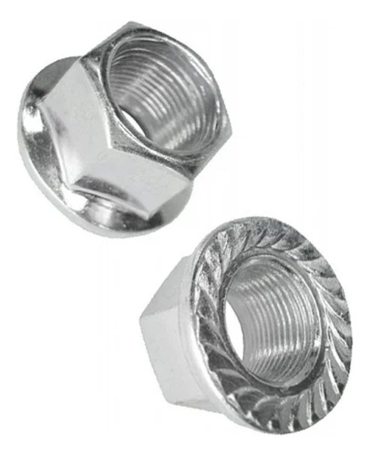 Porca Par Eixo De Bicicleta 3/8 Chave 15 Cromado C/ Flange