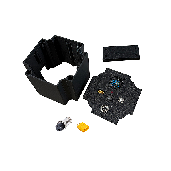 Case 3D com Conectores Botão LED FAN 4010 HUB USB para Servo Motor 130ST