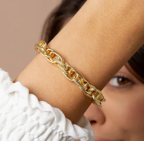 PULSEIRA DOURADA ELOS TRANÇADOS
