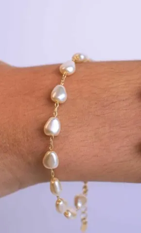 PULSEIRA DOURADA PÉROLAS