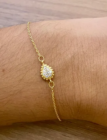 PULSEIRA DOURADA GOTA CRAVEJADA