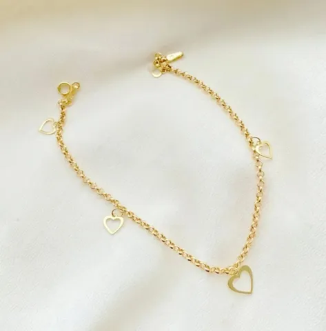 PULSEIRA DOURADA CORAÇÃO