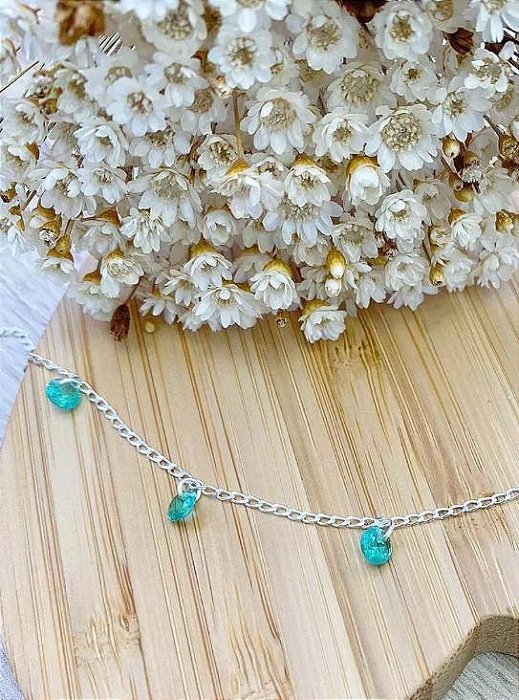 PULSEIRA PRATEADA AÇO INOX COM PEDRAS VERDES