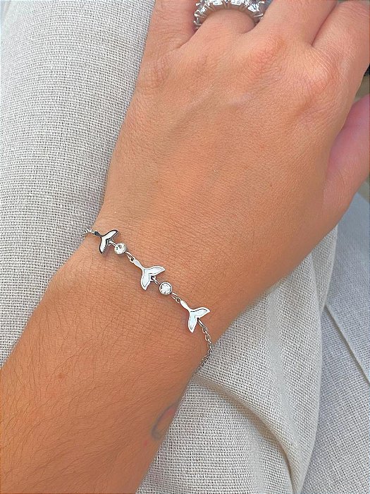 PULSEIRA PRATEADA AÇO INOX CALDA SEREIA