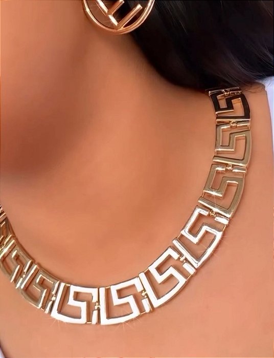 COLAR CHOKER DOURADO ESTILO GRÉCIA