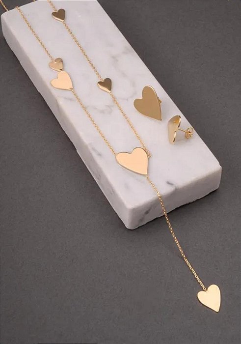 COLAR DOURADO VENEZIANA GRAVATINHA CORAÇÃO