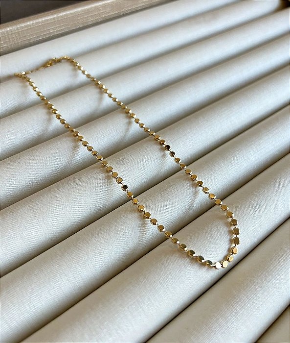 COLAR DOURADO BOLINHAS ACHATADAS