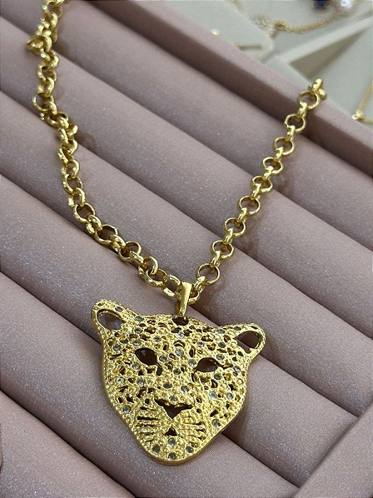 COLAR DOURADO ELO PORTUGUES ONÇA