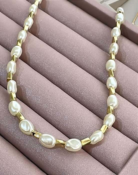 COLAR DOURADO PÉROLA COM SEPARADOR