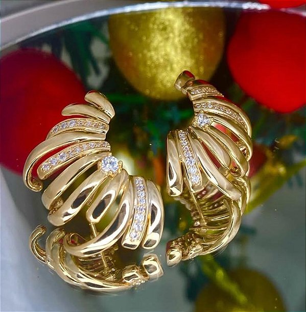 BRINCO DOURADO COM ZIRCÔNIAS