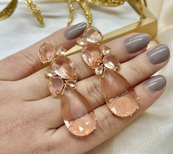 BRINCO DOURADO ZIRCÔNIAS ROSE
