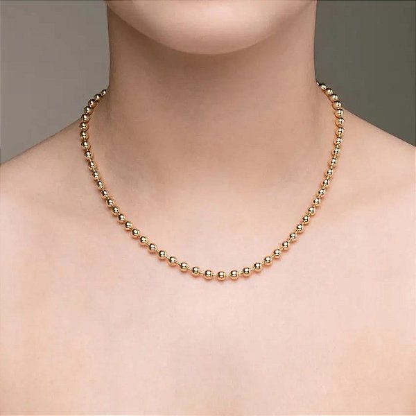 COLAR CHOKER DOURADO BOLINHA