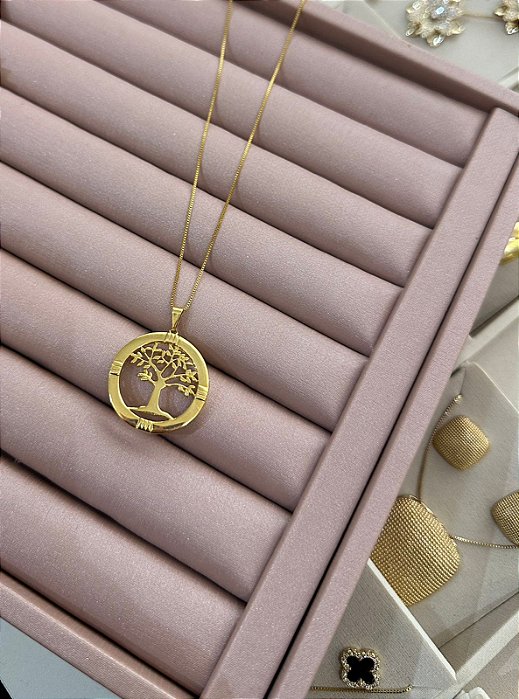 COLAR DOURADO VENEZIANA PINGENTE ÁRVORE DA VIDA