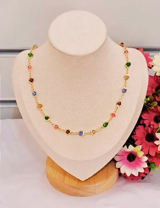 COLAR DOURADO ZIRCÔNIA COLORIDA