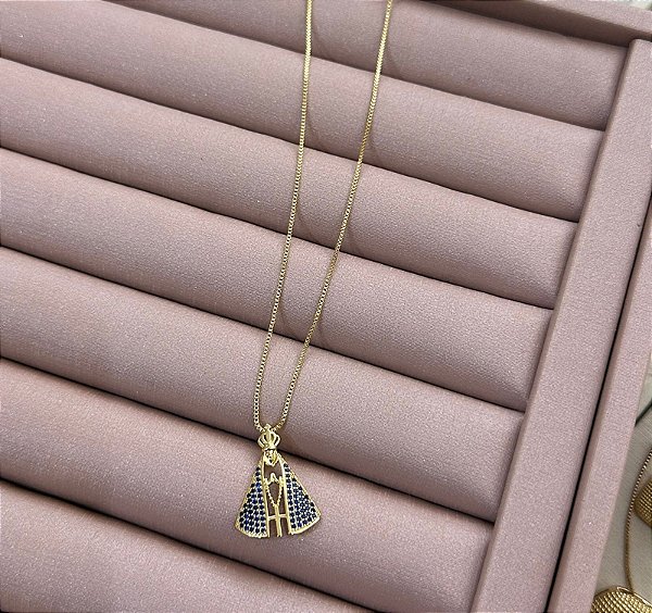 COLAR DOURADO VENEZIANA PINGENTE NOSSA SENHORA 2,5CM