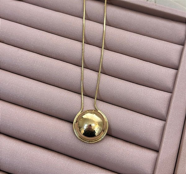 COLAR DOURADO RABO DE RATO COM DETALHE DE BOLA