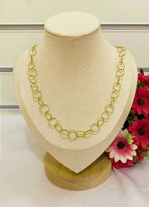 COLAR CHOKER DOURADO ELOS TESTURIZADO