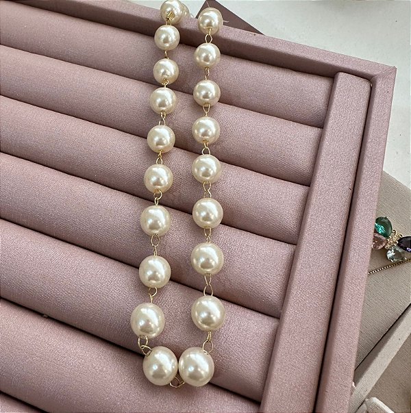 COLAR CHOKER DOURADO COM PEROLAS