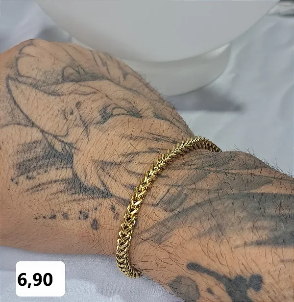 PULSEIRA DOURADA MASCULINA AÇO INOX