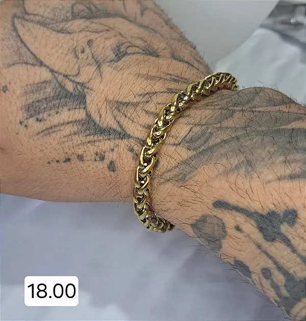 PULSEIRA DOURADA MASCULINA AÇO INOX