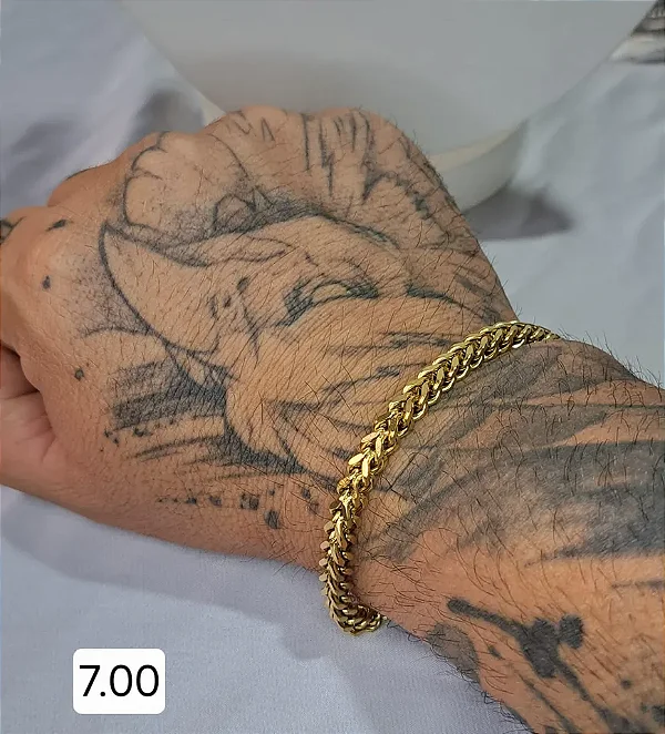 PULSEIRA DOURADA MASCULINA AÇO INOX