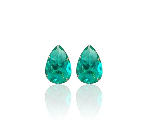 BRINCO DOURADO GOTA VERDE