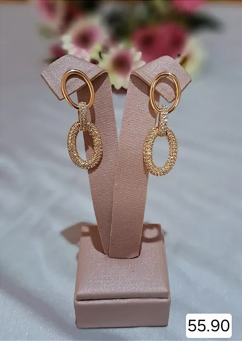 BRINCO DOURADO ARGOLAS CRAVEJADO