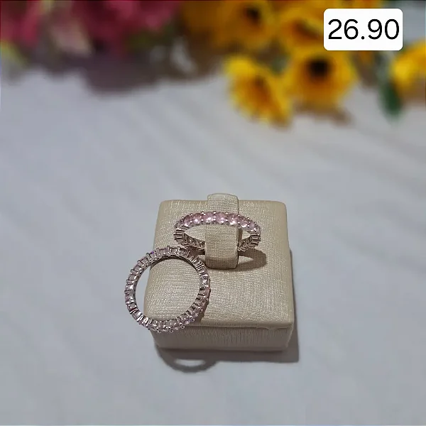ANEL PRATEADO COM ZIRCÔNIAS ROSAS