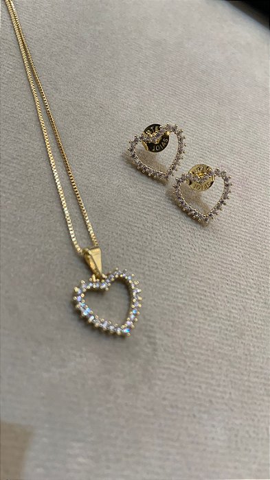 CONJUNTO CORAÇÃO CRAVEJADO