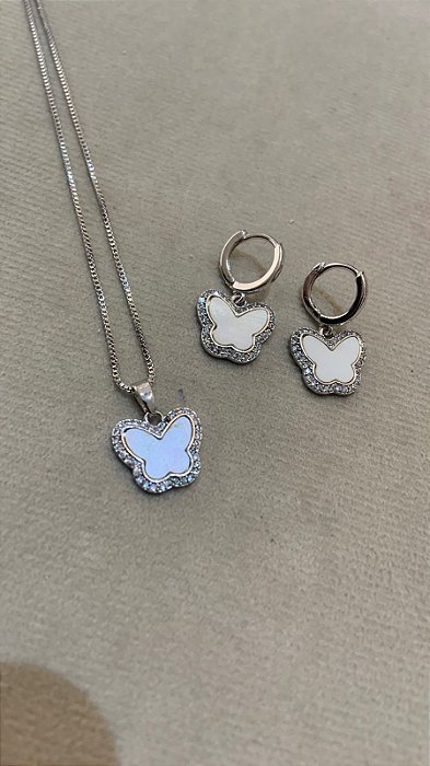 CONJUNTO BORBOLETA PLAQUINHA BANHO RODIO