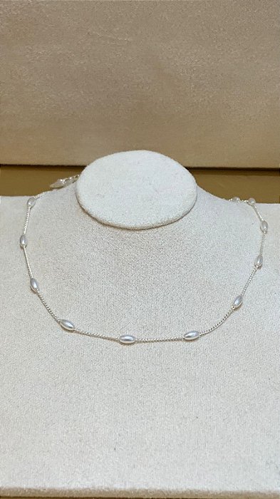 COLAR PRATA COM PEROLAR OVAIS