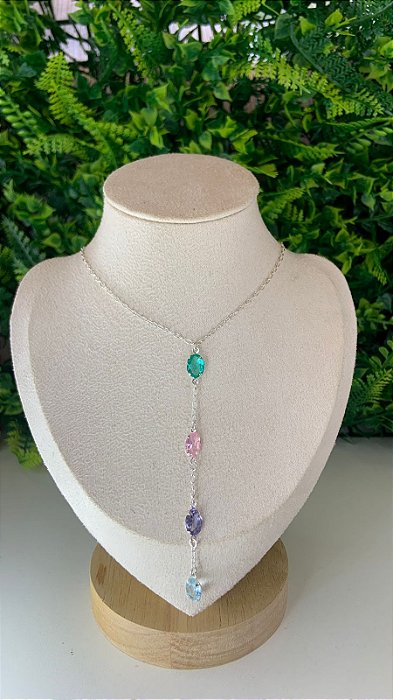 COLAR PRATA PEDRAS COLORS