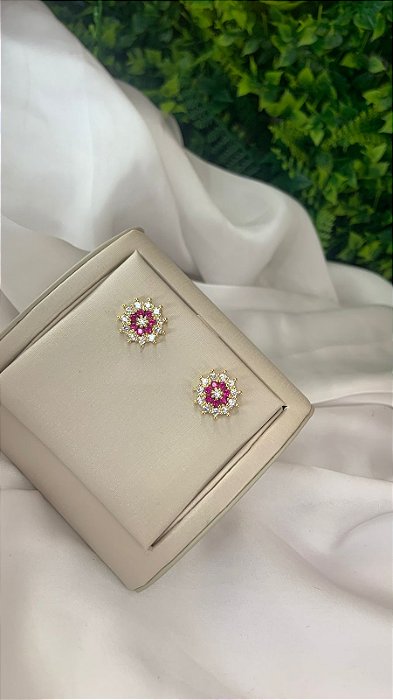 BRINCO MANDALA ROSA DOURADO