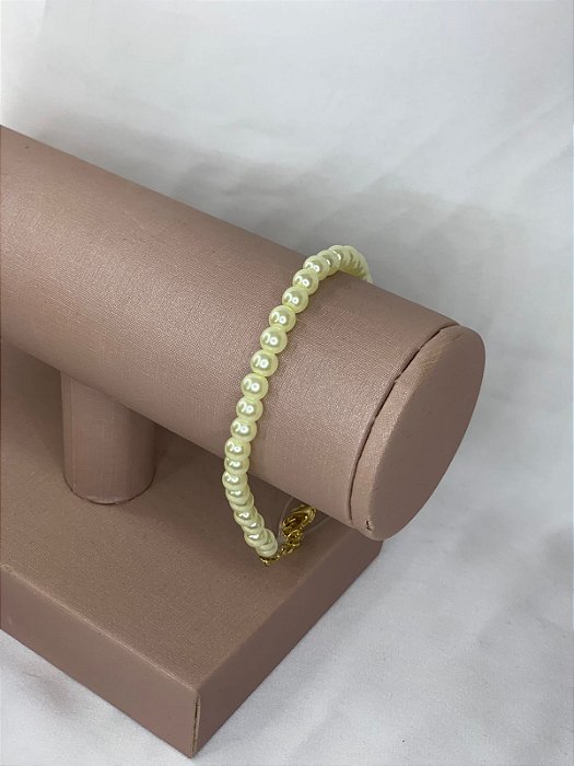 PULSEIRA DE PERÓLAS DOURADA