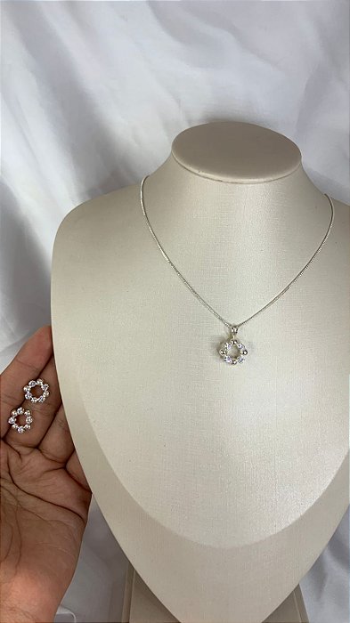 CONJUNTO PRATA CRAVEJADO