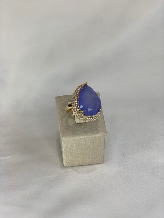 ANEL DOURADO PEDRA COM CRAVEJADO
