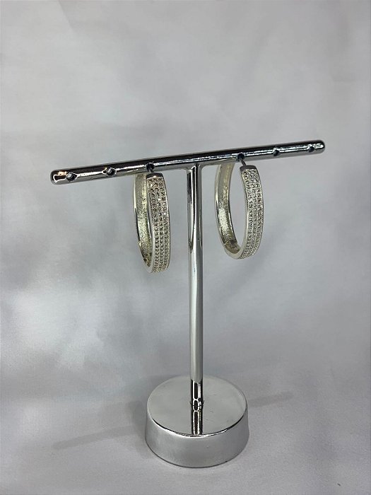 ARGOLA REDONDA CRAVEJADA PRATA