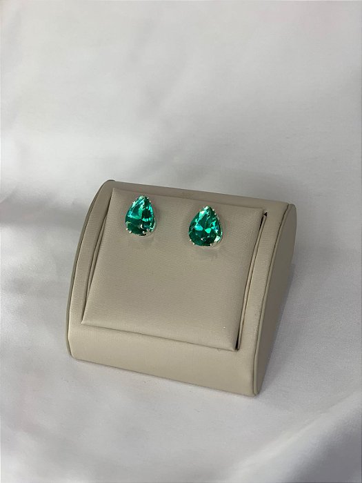 BRINCO GOTA VERDE ÁGUA PRATA