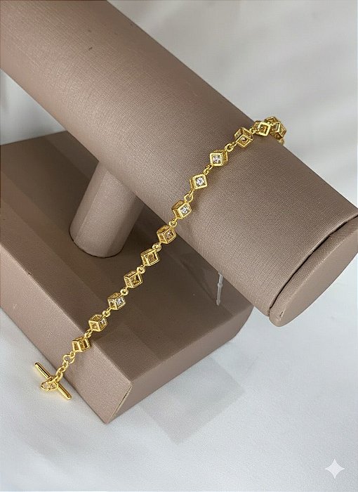 PULSEIRA CRISTAIS FECHO BANHO OURO