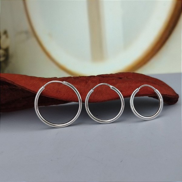 BRINCO PRATEADO LISO TRIO ARGOLAS AÇO INOX