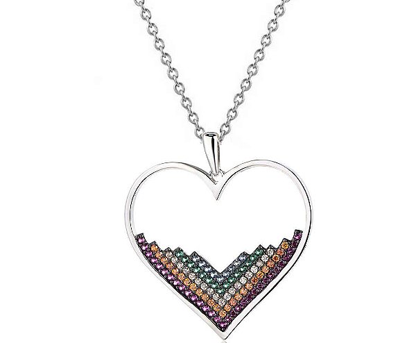 COLAR CORAÇÃO CRAVEJADO PRATA