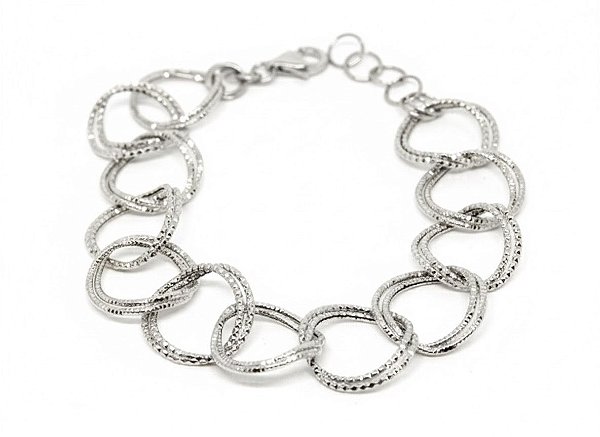 PULSEIRA ELO DUPLO PRATA TEXTURIZADOS