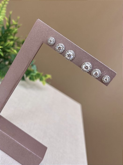 Trio de brincos inspiração rodio