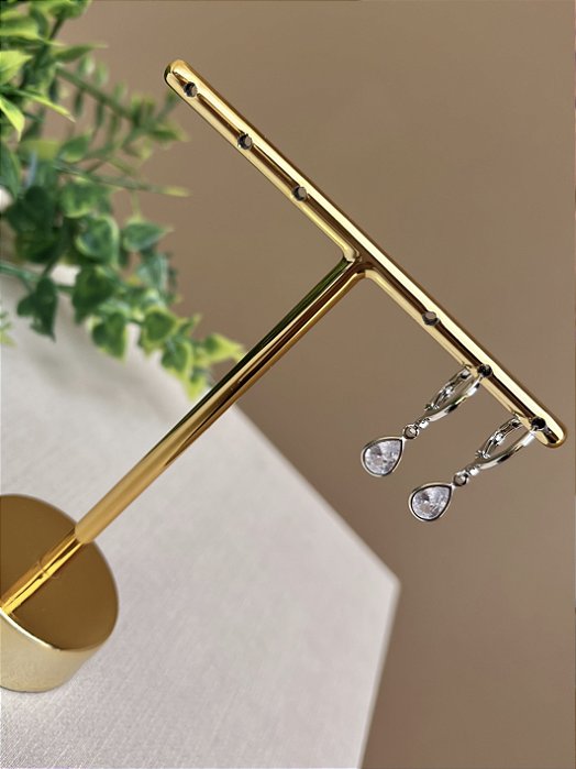 Brinco argolinha gota rodio