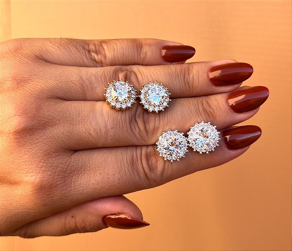 Brinco ponto de luz cravejado prata